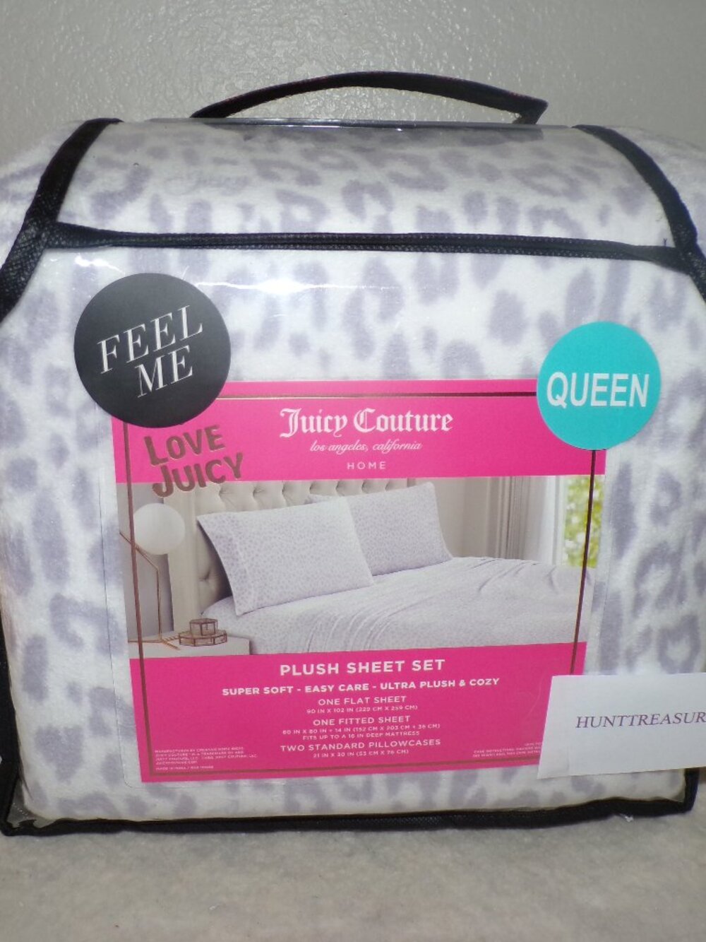 Juicy Couture QUEEN Animal Print + Juicy Plush Sheet Set Soft & Cozy NEW